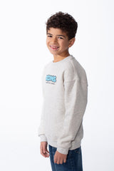 Boy's Comfortable Crew Neckline Dropped Shoulders Vibrant Cyan Bubble Graphic Oversize Sweatshirt