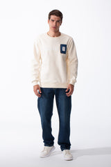 Men's Long Sleeves With Bold Front Text Crew Neck Slim Fit Cozy Sweatshirt