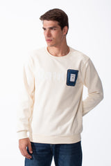 Men's Long Sleeves With Bold Front Text Crew Neck Slim Fit Cozy Sweatshirt