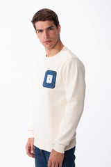 Men's Long Sleeves With Bold Front Text Crew Neck Slim Fit Cozy Sweatshirt