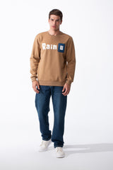 Men's Long Sleeves With Bold Front Text Crew Neck Slim Fit Cozy Sweatshirt