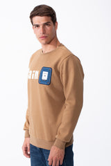 Men's Long Sleeves With Bold Front Text Crew Neck Slim Fit Cozy Sweatshirt