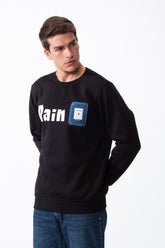 Men's Long Sleeves With Bold Front Text Crew Neck Slim Fit Cozy Sweatshirt
