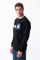 Men's Long Sleeves With Bold Front Text Crew Neck Slim Fit Cozy Sweatshirt