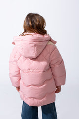 Girl’s Hooded Quilted Waterproof Puffer Jacket with Adjustable Waist