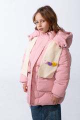 Girl’s Hooded Quilted Waterproof Puffer Jacket with Adjustable Waist