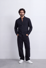Men's Regular Fit Long Sleeve Basic Linen Shirt Tomato Store Classic Button-Down Clean Casual Style