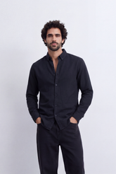 Men's Regular Fit Long Sleeve Basic Linen Shirt Tomato Store Classic Button-Down Clean Casual Style