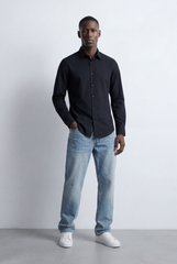 Men’s Tomato Store Linen Shirt Clean Button Down Collar Detail Tailored Slim Fit