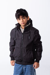 Boy’s Double Face Waterproof Hooded Puffer Jacket With Pockets