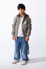 Boy’s Double Face Waterproof Hooded Puffer Jacket With Pockets