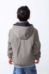 Boy’s Double Face Waterproof Hooded Puffer Jacket With Pockets