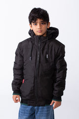 Boy’s Waterproof Double Face Full Zip Closure Comfortable Casual Contrast Stripe Ribbed Cuff Jacket