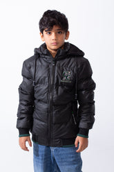 Boy’s Waterproof Double Face Full Zip Closure Comfortable Casual Contrast Stripe Ribbed Cuff Jacket