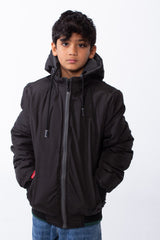 Boy’s Waterproof Double Face Full Zip Closure Comfortable Casual Contrast Stripe Ribbed Cuff Jacket