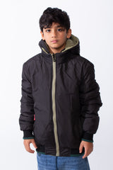Boy’s Waterproof Double Face Full Zip Closure Comfortable Casual Contrast Stripe Ribbed Cuff Jacket