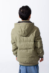 Boy’s Waterproof Double Face Full Zip Closure Comfortable Casual Contrast Stripe Ribbed Cuff Jacket