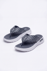 Women's Tomato Store Wave Grip Flip Flops Wavy Strap Print With Textured Footbed Raised Logo Detail Toe Post Shape Duck Slipper