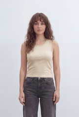 Women’s Tomato Store Everyday Rib Fitted T-Shirt Top With Fine Vertical Rib Texture Smooth Solid Surface Front Back Finish Body Hugging Shape