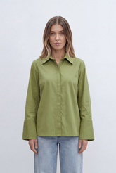 Women’s Tomato Store Blouse Clean Concealed Placket Sharp Collar Wide Cuffs