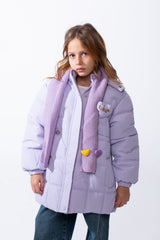 Girl’s Waterproof Hooded Puffer Jacket With Quilted Padding And Adjustable Waist