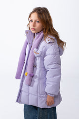 Girl’s Waterproof Hooded Puffer Jacket With Quilted Padding And Adjustable Waist