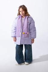Girl’s Waterproof Hooded Puffer Jacket With Quilted Padding And Adjustable Waist