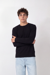 Men's Tomato Store Winter Soft Cotton T-Shirt Round Neck Long Sleeve Clean Minimal Design Slim Fit