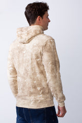 Men's Marble Pattern Kangaroo Pockets Hood Design Practical Casual Slim Fit Sweatshirt