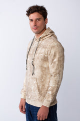 Men's Marble Pattern Kangaroo Pockets Hood Design Practical Casual Slim Fit Sweatshirt