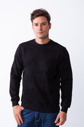 Men's Crew Neck Long Sleeves Leather Pattern Perfect For Layering Basic Slim Fit Sweatshirt