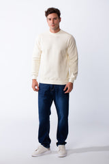 Men's Crew Neck Long Sleeves Leather Pattern Perfect For Layering Basic Slim Fit Sweatshirt
