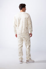 Men's Two-Piece Long Sleeves Crew Neck With Marble Pattern Slim Fit Melton Comfy Casual Daily Wear Out Fit