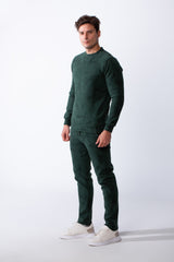 Men's Two-Piece Long Sleeves Crew Neck With Marble Pattern Slim Fit Melton Comfy Casual Daily Wear Out Fit