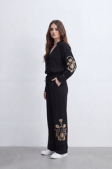 Women’s Tomato Store Ornate Bloom Co-Ord Set Crinkle Texture With Raised Floral Embroidery Besic Outfit