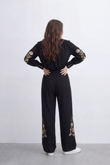 Women’s Tomato Store Ornate Bloom Co-Ord Set Crinkle Texture With Raised Floral Embroidery Besic Outfit