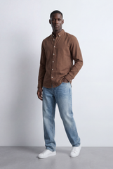 Men’s Tomato Store Tailored Regular Fit Long Sleeve Breathable Fabric Linen Blend Shirt
