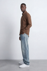 Men’s Tomato Store Tailored Regular Fit Long Sleeve Breathable Fabric Linen Blend Shirt