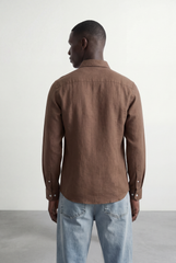 Men’s Tomato Store Tailored Regular Fit Long Sleeve Breathable Fabric Linen Blend Shirt