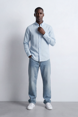 Men’s Tomato Store Tailored Regular Fit Long Sleeve Breathable Fabric Linen Blend Shirt