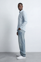 Men’s Tomato Store Tailored Regular Fit Long Sleeve Breathable Fabric Linen Blend Shirt