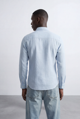 Men’s Tomato Store Tailored Regular Fit Long Sleeve Breathable Fabric Linen Blend Shirt