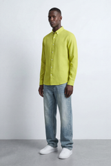 Men’s Tomato Store Tailored Regular Fit Long Sleeve Breathable Fabric Linen Blend Shirt