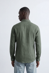 Men’s Tomato Store Tailored Regular Fit Long Sleeve Breathable Fabric Linen Blend Shirt