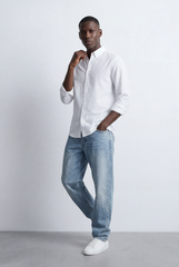 Men’s Tomato Store Tailored Regular Fit Long Sleeve Breathable Fabric Linen Blend Shirt