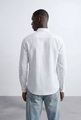 Men’s Tomato Store Tailored Regular Fit Long Sleeve Breathable Fabric Linen Blend Shirt
