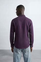 Men’s Tomato Store Tailored Regular Fit Long Sleeve Breathable Fabric Linen Blend Shirt