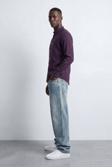 Men’s Tomato Store Tailored Regular Fit Long Sleeve Breathable Fabric Linen Blend Shirt