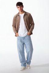 Men's Velvet Slim Fit Long Sleeve Shirt With Pockets