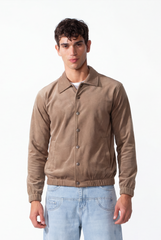 Men's Velvet Slim Fit Long Sleeve Shirt With Pockets